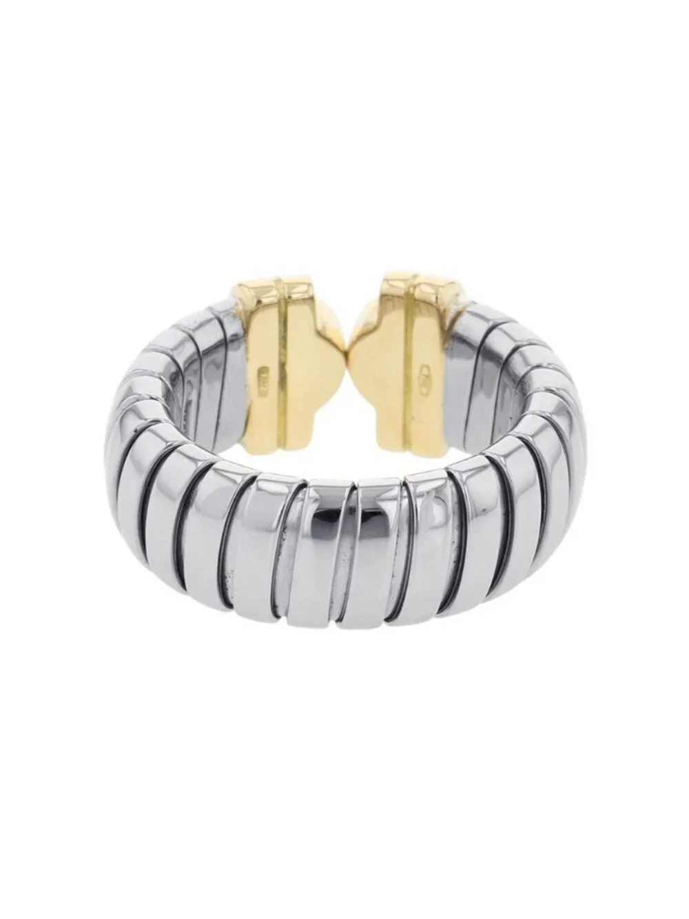 Bvlgari Ring Palentesi Tobogas Diamond 18k Yellow Gold SS Stainless Steel